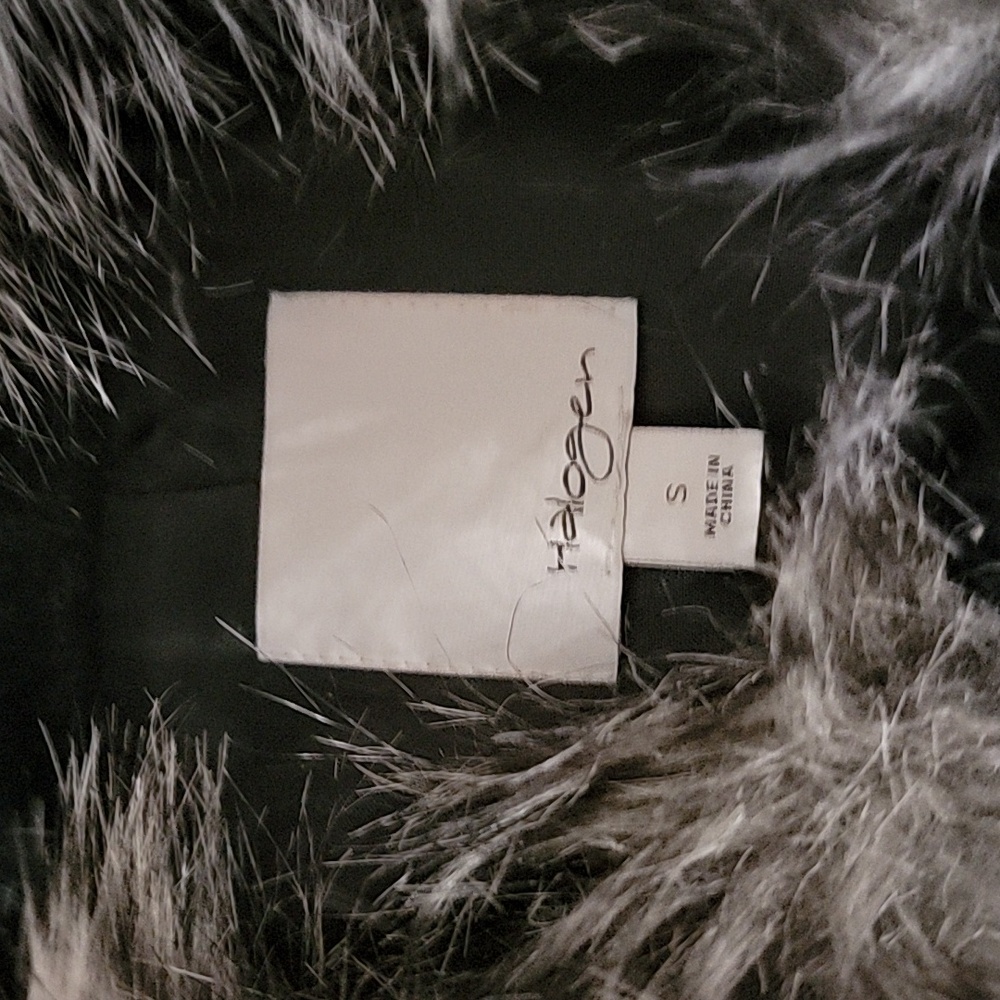 Halogen Wool Blend Faux Fur Black Gray Plaid Toggle Jacket size S - Picture 5 of 13